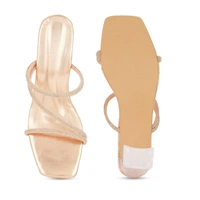 Stepee Casual & Stylish Open Toe Slip on Style Open Back Glass Pattern Block Heel Fashion Sandal for Women - 41, Sultan