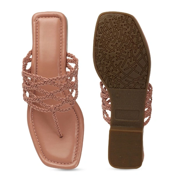 Stepee Casual & Stylish Open Toe Slip on Style Open Back Fashion Slipper Flat Sandal for Women - 38, Peach