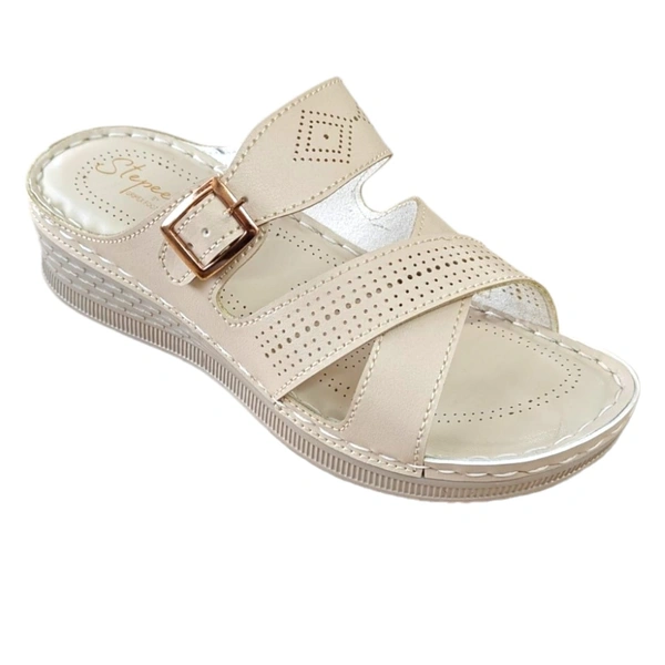 Stepee Gripex Footwear Soft Padded Slipper Casual & Dailywear Slip on Flats Orthopedic Comfortable Slippers for Women - 38, Cream
