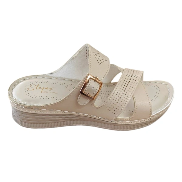 Stepee Gripex Footwear Soft Padded Slipper Casual & Dailywear Slip on Flats Orthopedic Comfortable Slippers for Women - 38, Cream