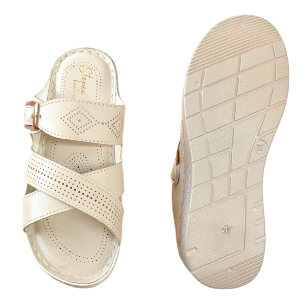 Stepee Gripex Footwear Soft Padded Slipper Casual & Dailywear Slip on Flats Orthopedic Comfortable Slippers for Women - 38, Cream