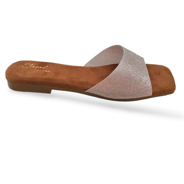 Stepee Casual Flats Open Back Slip on Open Toe Sliders Flat Sandal for Women - 38, Gold