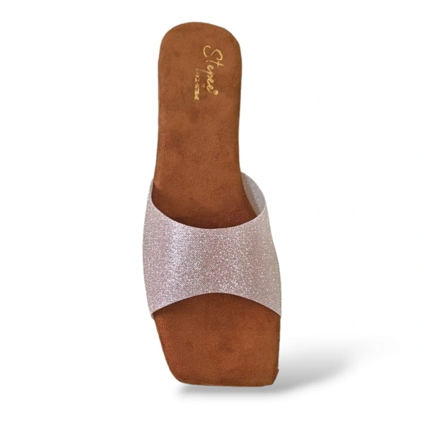 Stepee Casual Flats Open Back Slip on Open Toe Sliders Flat Sandal for Women - 38, Gold