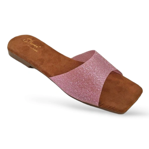 Stepee Casual Flats Open Back Slip on Open Toe Sliders Flat Sandal for Women - 38, Pink