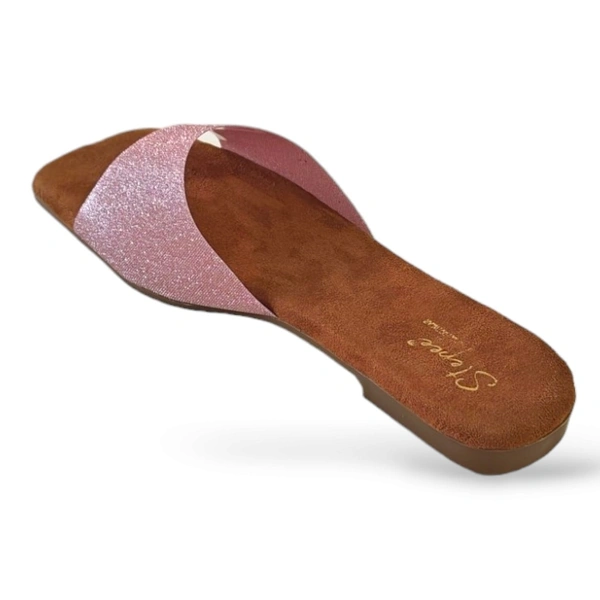 Stepee Casual Flats Open Back Slip on Open Toe Sliders Flat Sandal for Women - 38, Pink