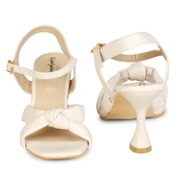 Stepee Stylish Fashion Girls Kitten Heel Sandals - 37, Cream