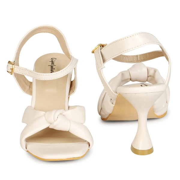 Stepee Stylish Fashion Girls Kitten Heel Sandals - 37, Cream
