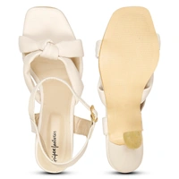 Stepee Stylish Fashion Girls Kitten Heel Sandals - 37, Cream
