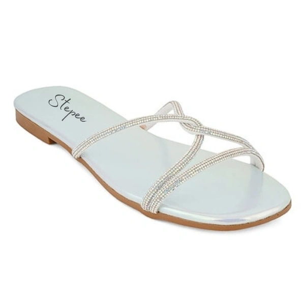 Stepee Trendy & Fancy Elegant Look Criss Cross Strap Flat Sandal for Women - 37, Sea Green