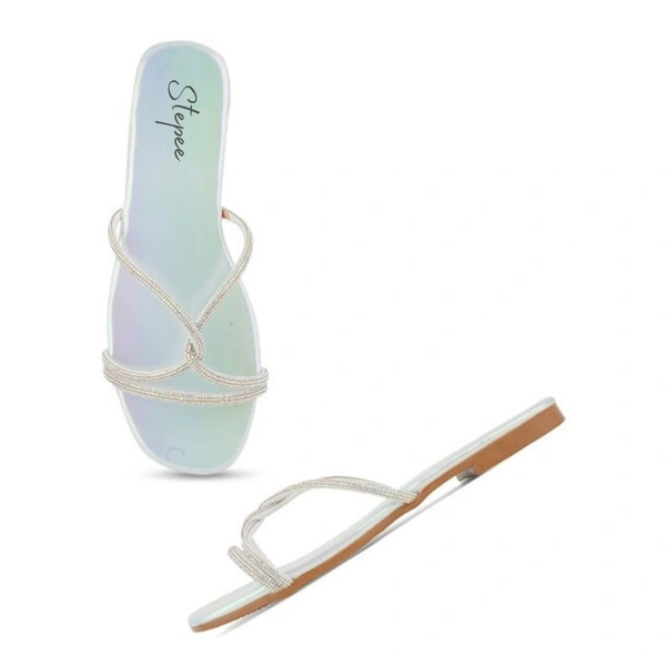 Stepee Trendy & Fancy Elegant Look Criss Cross Strap Flat Sandal for Women - 37, Sea Green