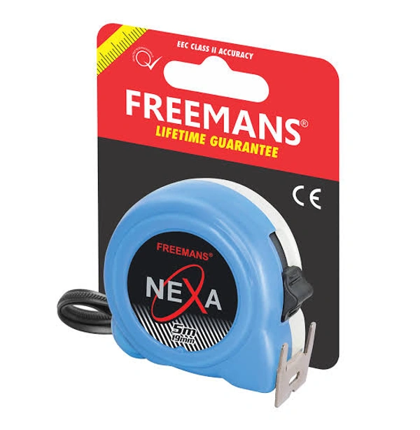 Freemans Nexa 5m:16mm Steel Inchi Measuring Tape with Double-sided Printing and Belt Clip