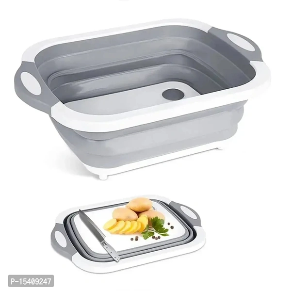 Max Home Kitchen Gadgets Folding Chopping Blocks Colander Food Chopping Boards Washing Basket Drain Kitchen Organizer Cutting Boards - Gray, Medium