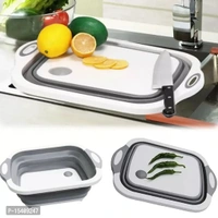 Max Home Kitchen Gadgets Folding Chopping Blocks Colander Food Chopping Boards Washing Basket Drain Kitchen Organizer Cutting Boards - Gray, Medium