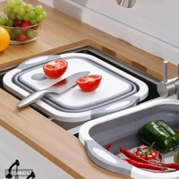 Max Home Kitchen Gadgets Folding Chopping Blocks Colander Food Chopping Boards Washing Basket Drain Kitchen Organizer Cutting Boards - Gray, Medium