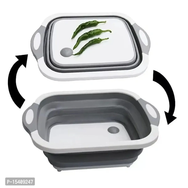 Max Home Kitchen Gadgets Folding Chopping Blocks Colander Food Chopping Boards Washing Basket Drain Kitchen Organizer Cutting Boards - Gray, Medium