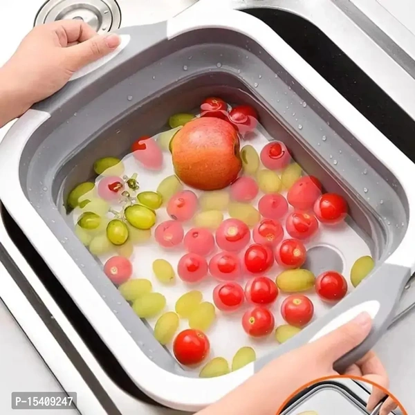 Max Home Kitchen Gadgets Folding Chopping Blocks Colander Food Chopping Boards Washing Basket Drain Kitchen Organizer Cutting Boards - Gray, Medium