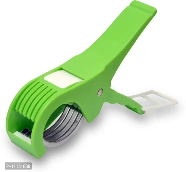 Canberry 2-in-1 Peeler Slicer Plastic Multi-use, Banana, Cucumber, Carrot Cutter, Fruit Vegetable, Salad Shredder, Cutters 5 Stainless Steel Blades for Kitchen - Green