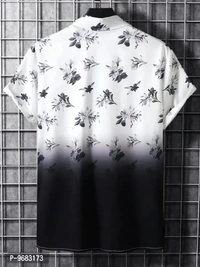 Men Regular Fit Floral Print Cut Away Collar Casual Shirt  - Black, Extra Large