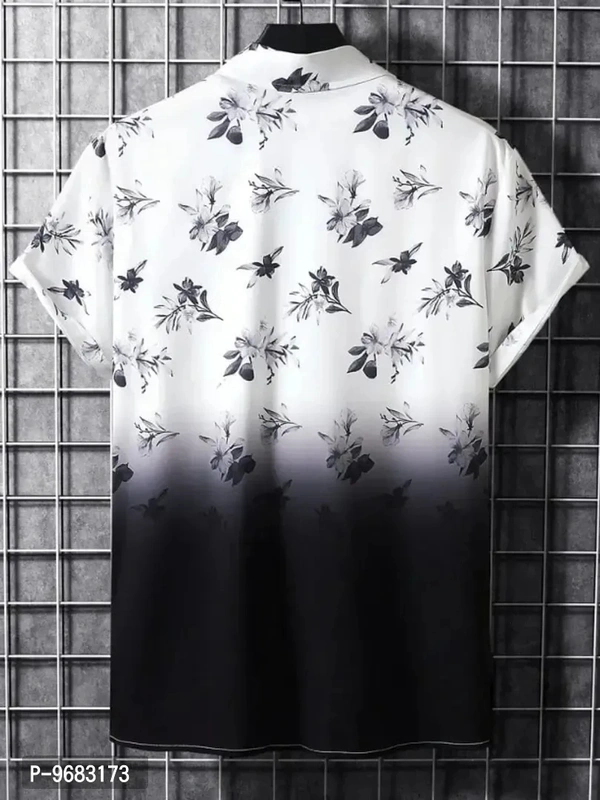 Men Regular Fit Floral Print Cut Away Collar Casual Shirt  - Black, Extra Large