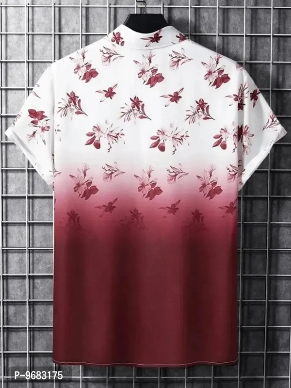 Men Regular Fit Floral Print Cut Away Collar Casual Shirt  - Maroon, Large