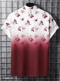 Men Regular Fit Floral Print Cut Away Collar Casual Shirt  - Maroon, Small