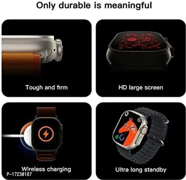 S8 Ultra Smart Watches 2 Inches Series 8 Men Smartwatch & Women Wireless Charging Touch Screen Smartwatch Bluetooth Calls - Flush Orange