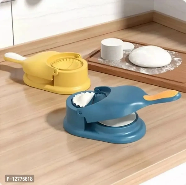 2 in 1 Dumpling Samosa Maker Ghughra Momos Maker Machine, Dumpling Skin Press Mould for Momos Making, Dumpling Maker Mould Machine, Dumpling Making Tool - Regal Blue