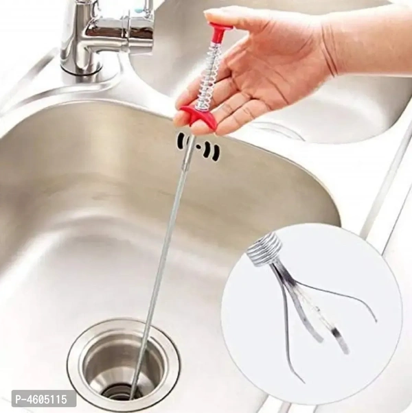 OIB INDIA Portable Hair Catching Drain Sink Cleaner Wire Spring Sink Cleaning Stick Sink Drain Cleaner Spring Wire Waste Pipe Sink Cleaner Snake Unblocker Bathroom Fixtures Strainer - Red