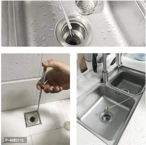 OIB INDIA Portable Hair Catching Drain Sink Cleaner Wire Spring Sink Cleaning Stick Sink Drain Cleaner Spring Wire Waste Pipe Sink Cleaner Snake Unblocker Bathroom Fixtures Strainer - Red