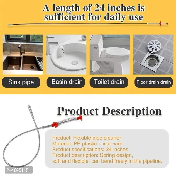 OIB INDIA Portable Hair Catching Drain Sink Cleaner Wire Spring Sink Cleaning Stick Sink Drain Cleaner Spring Wire Waste Pipe Sink Cleaner Snake Unblocker Bathroom Fixtures Strainer - Red