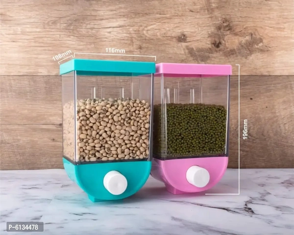 Useful Plastic Push Button Wall Mounted Storage Container(Pack Of 2, 1100 ml each) - Cerulean