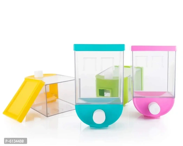 Useful Plastic Push Button Wall Mounted Storage Container(Pack Of 4, 1100 ml each)