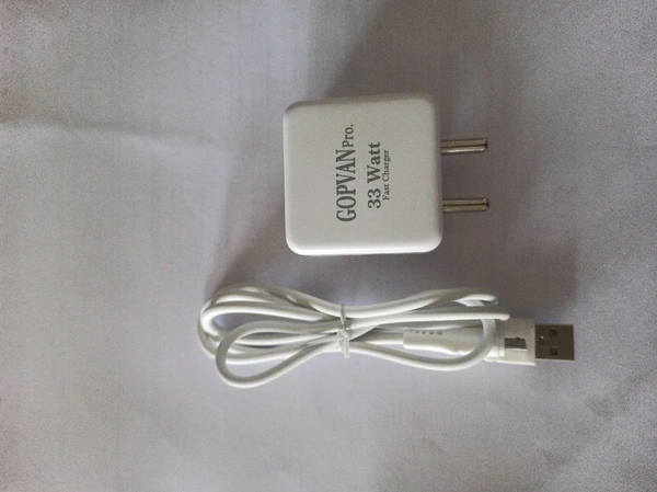 Gopvan 33W Fast Sonic 3.0 Charger For Mi 10T,11X,11X Pro,10,11T 5G,11X 5G,10S,10T,Note 9,9 Prime,Note10,Poco M2 Pro,Note 7Pro,Note 9Pro( 33W Sonic 3.0 Charger&Type V- 8 Cable),White - White, 1m