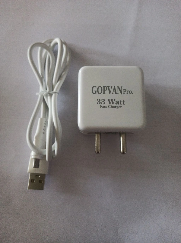 Gopvan 33W Fast Sonic 3.0 Charger For Mi 10T,11X,11X Pro,10,11T 5G,11X 5G,10S,10T,Note 9,9 Prime,Note10,Poco M2 Pro,Note 7Pro,Note 9Pro( 33W Sonic 3.0 Charger&Type V- 8 Cable),White - White, 1m