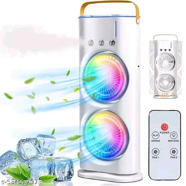 Mini Ac Portable Double-Ended Spray Fan: USB Rechargeable Mini Cooling Desk Fan with Water Mist for Office and Home – ILatest for Gifting - White