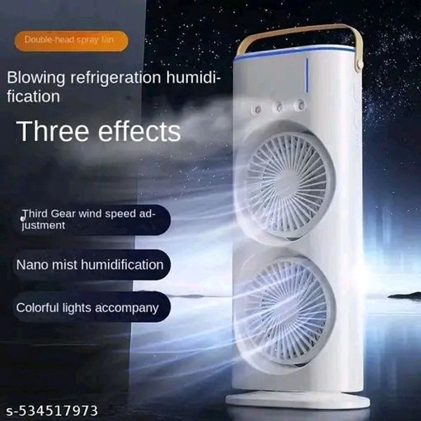 Mini Ac Portable Double-Ended Spray Fan: USB Rechargeable Mini Cooling Desk Fan with Water Mist for Office and Home – ILatest for Gifting - White