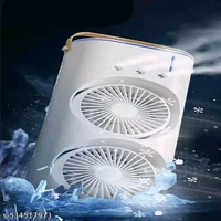 Mini Ac Portable Double-Ended Spray Fan: USB Rechargeable Mini Cooling Desk Fan with Water Mist for Office and Home – ILatest for Gifting - White