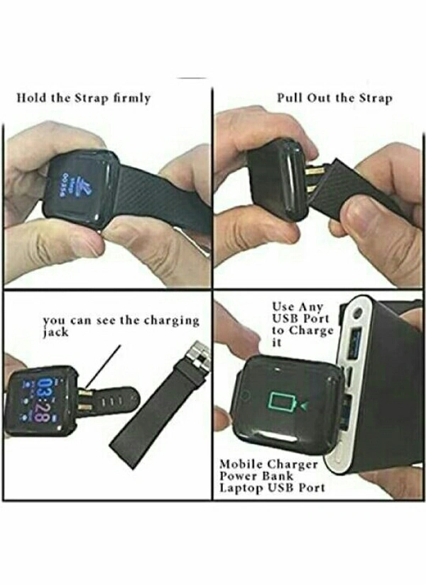 Smart Bracelet  - Black, Free Size