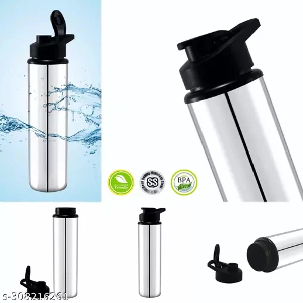 MAROOF STEEL (( SPORTS )) Stainless Steel Sports Water Bottles |Steel bottel | Sports bottle| School bottle | Office bottle | College bottle| Single Wall BPA Free & Leak Proof Cap and Steel Bottle silver, Steel fridge Bottle, Water Bottle 900ml ( Approx ), Pack of 2
