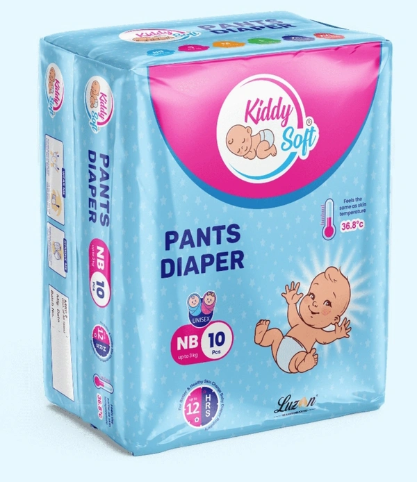Kiddy Soft Baby Diaper Pants | NB-10 Size Baby Diapers | Anti-Lock Gel Technology | Upto 12 Hours Absoprtion