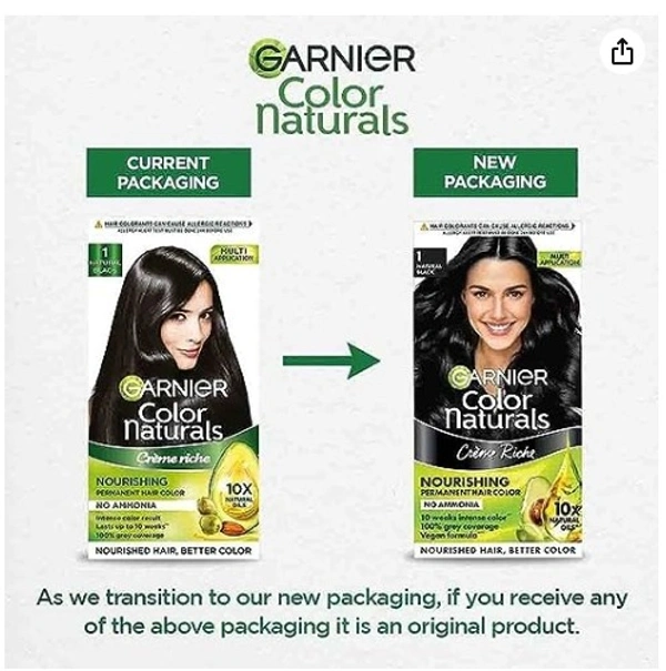 Garnier Color Naturals Creme Riche 10x Natural Black ,70ml + 60g