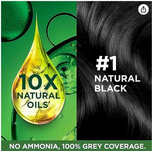 Garnier Color Naturals Creme Riche 10x Natural Black ,70ml + 60g