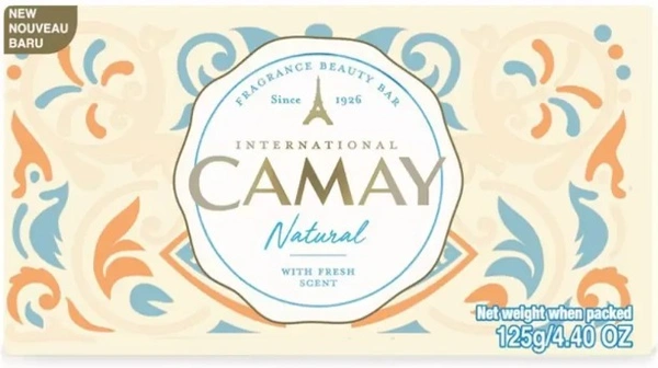 Camay International Natural with Fresh scent, Soap bar, 125gm