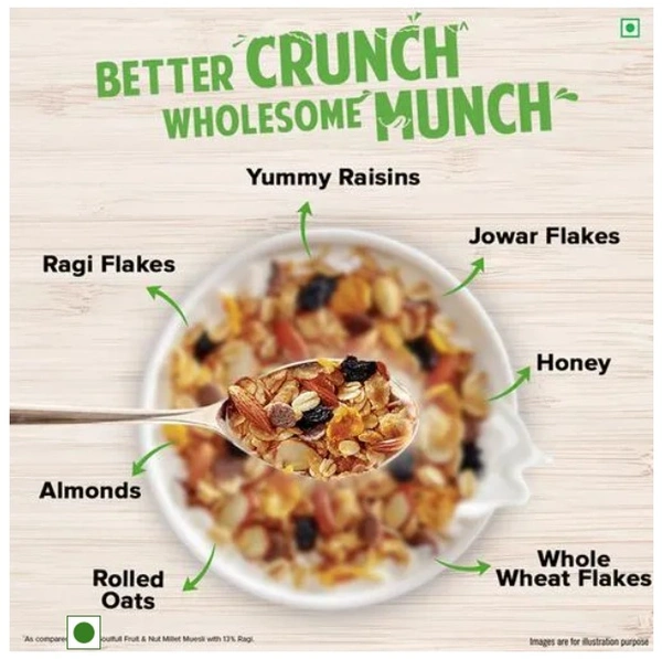 Tata Soulfull millet Muesli Crunchy, Almonds & Raisins - 500gm