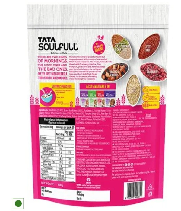 Tata Soulfull Millet Muesli, Fruit, Nuts & Seeds, 30% Fruits, Nut & Seeds - 500gm