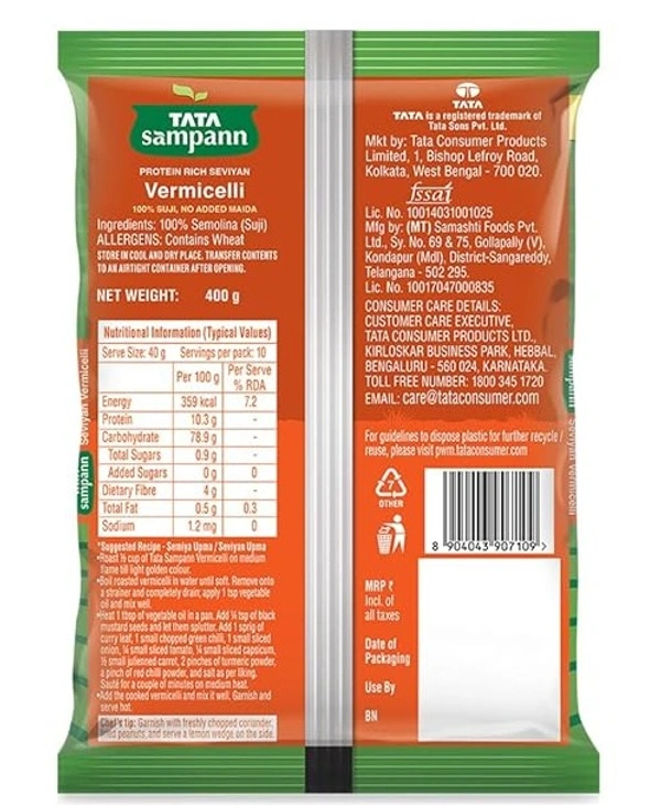 Tata Sampann Vermicelli 100% Suji, No Added Maida - 400gm