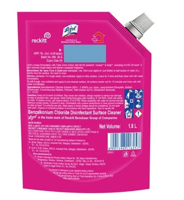 Lizol Disinfectant Surface And Floor Cleaner - Floral,1.8L