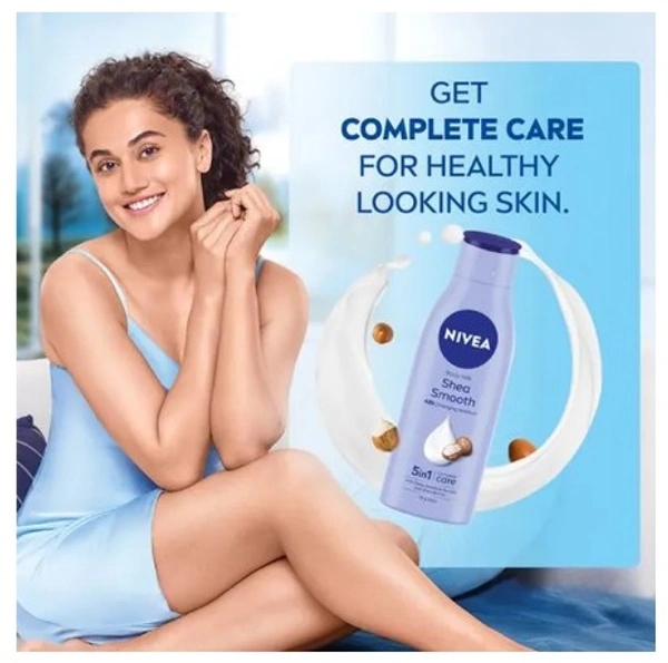 Nivea Body Milk Shea Smooth Body Lotion, 5 IN 1 Complete Care, Dry Skin 200ml