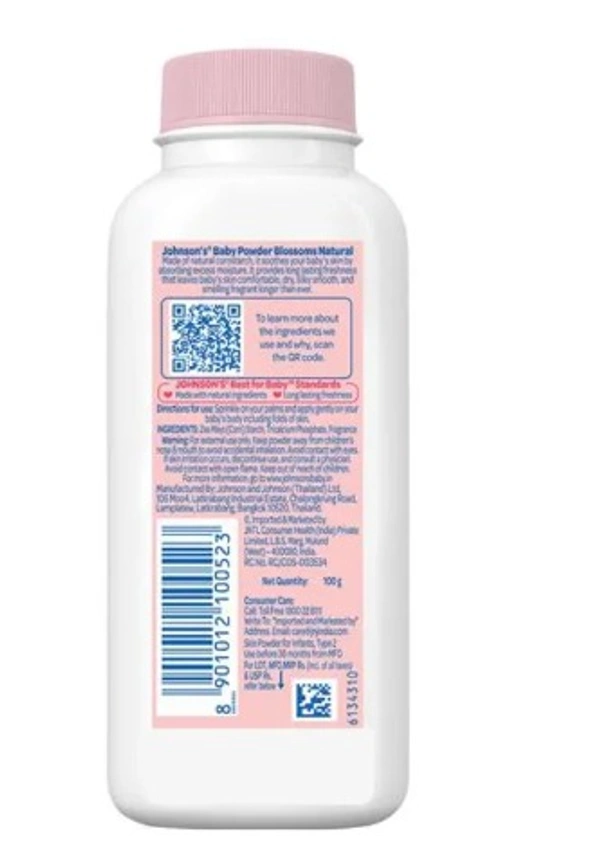 Johnsons Baby Powder Blossoms, Natural plant based - 100gm