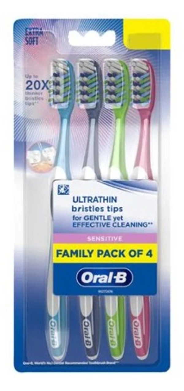 Oral B Ultrathin Sensitive, upto 20x thinner Bristles tips, pack of 4
